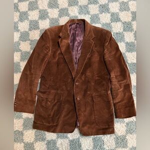 ALPHA RICHARD Vintage Brown Corduroy 100% Cotton 2 Button Blazer Jacket Size 42R